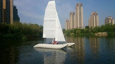 Deux voiles, pontoon personnalisé pour le plaisir, bateau à voile portatif de 450 cm, catamaran. fournisseur