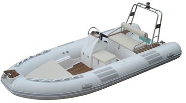 Pontoon de pêche gonflable à coque rigide Bateaux gris clair 16 pieds avec lit de soleil fournisseur