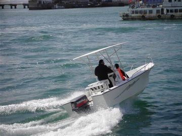 Bateaux de pêche à pontoon à coque en fibre de verre, bateaux gonflables pour 6 personnes avec console centrale fournisseur